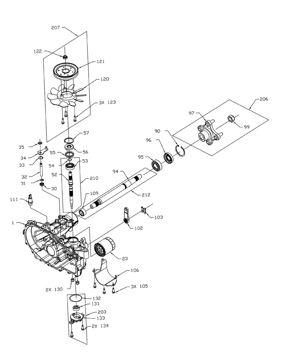 Transmission - Left Hand Upper Diagram and Parts List for Z-FORCEPRO48-KH 53BH3AGN050-22HP Cub Cadet Lawn Tractor